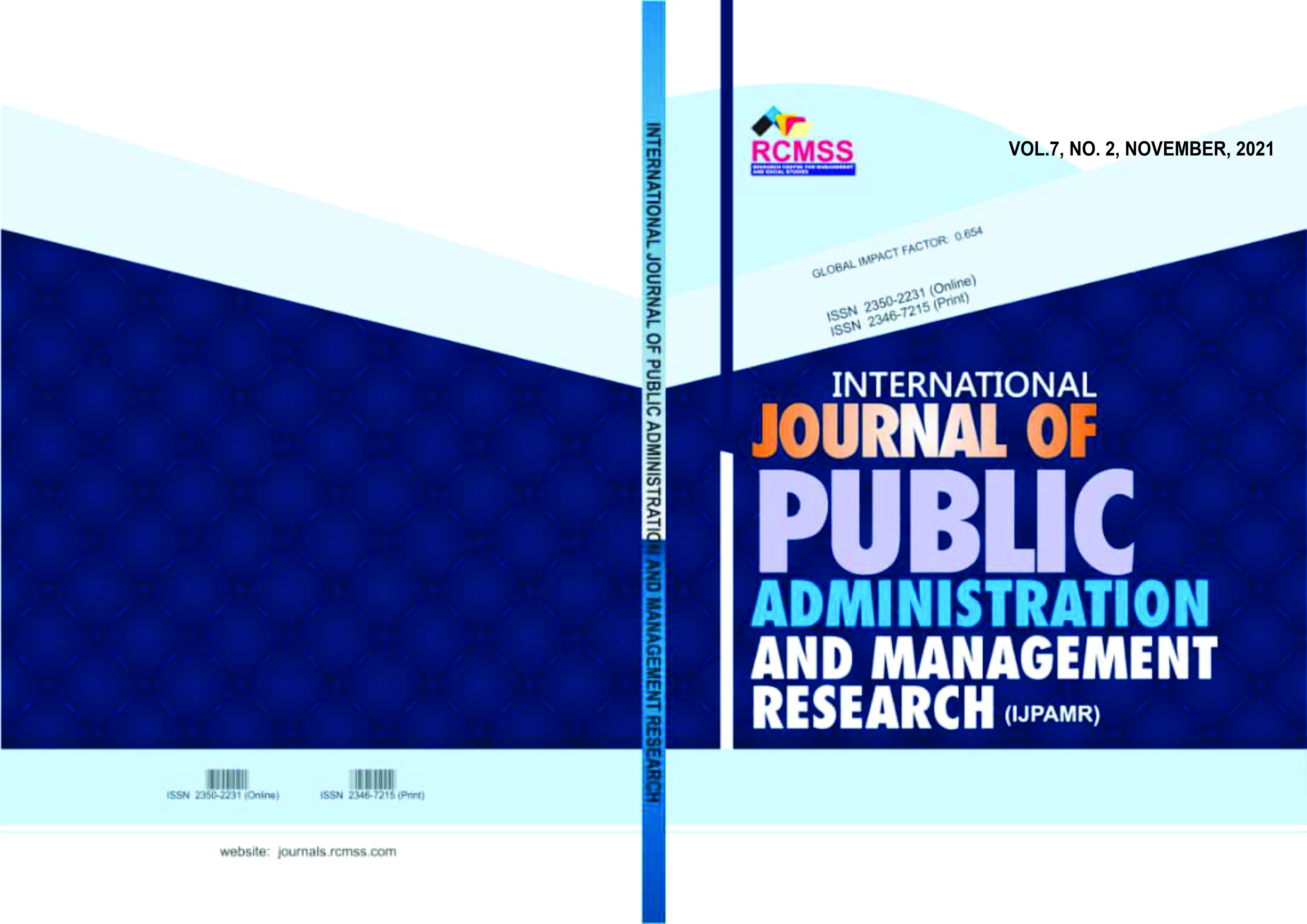 					View Vol. 7 No. 2 (2021): International Journal of Public Administration and Management Research (IJPAMR)
				